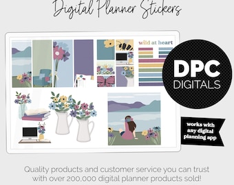 Pegatinas digitales Wildflower Vibes para iPad y Android con tema Sierra