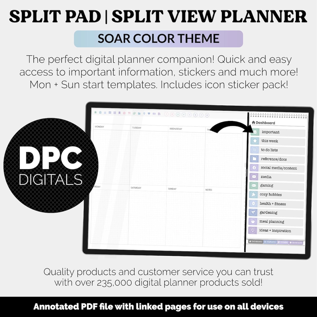 Split Pad | Split View Digital Planner | Soar Theme | Goodnotes & iPad ...