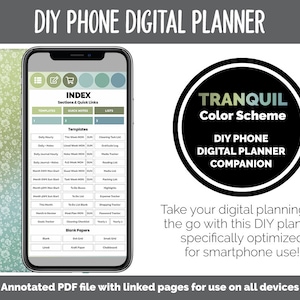 DIY Phone Digital Planner | Tranquil Theme | Goodnotes, iPad & Android