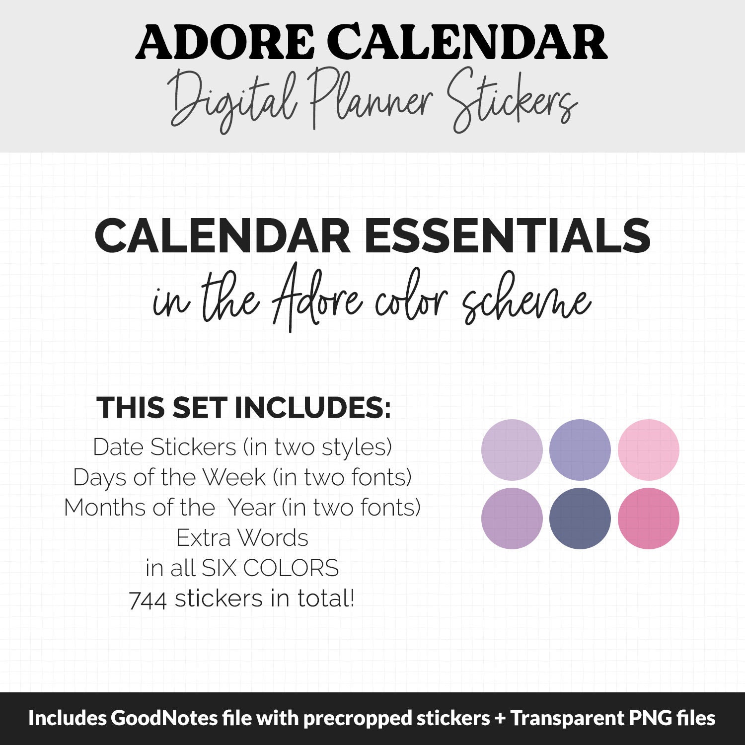 Adore Stickers Adore Calendar Essentials Digital Planner Stickers | iPad & Android ...