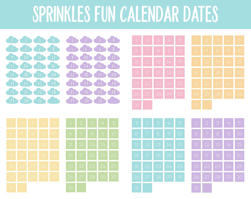 Sprinkles Fun Calendar Date Digital Stickers | Goodnotes, iPad and ...