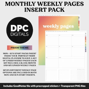 Linked Weekly Portrait Digital Planner Insert | Prism Theme | GoodNotes, iPad & Android