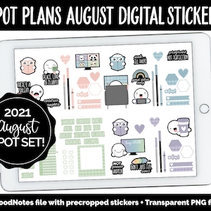 Spot Plans August Digital Stickers | GoodNotes, iPad and Android | Boho, Rainbow, Sassy, Adulting, Planning