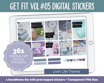 Get Fit Vol #05 Digital Stickers | GoodNotes & iPad | Fitness, Health, Self-Care, Workout | Livin Life