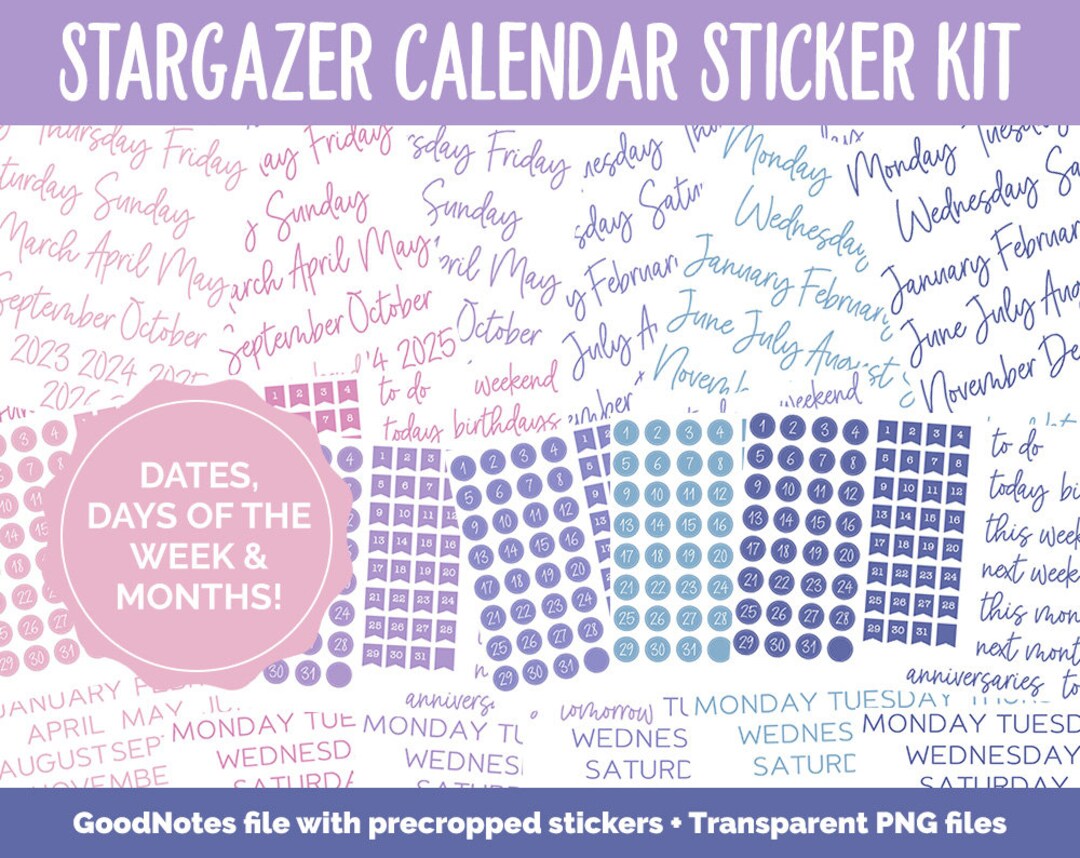 Stargazer Calendar Essentials Digital Planner Stickers Etsy
