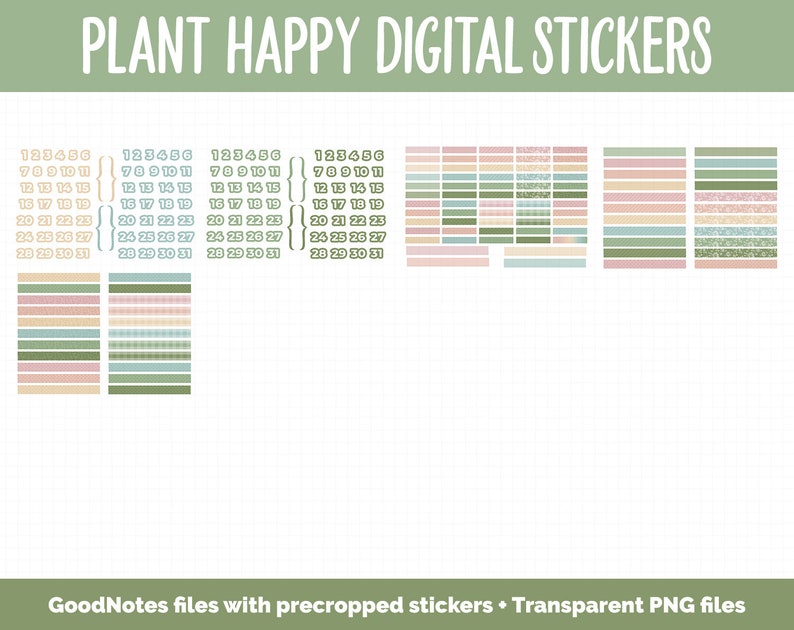 Plant Happy Digital Sticker Mega Bundle GoodNotes & iPad March, Growth, Floral, Spring, Goals, Tasks image 9
