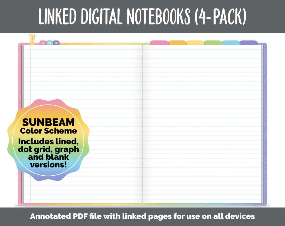 Linked Digital Notebooks 4- Pack | Sunbeam Theme | GoodNotes, iPad & …