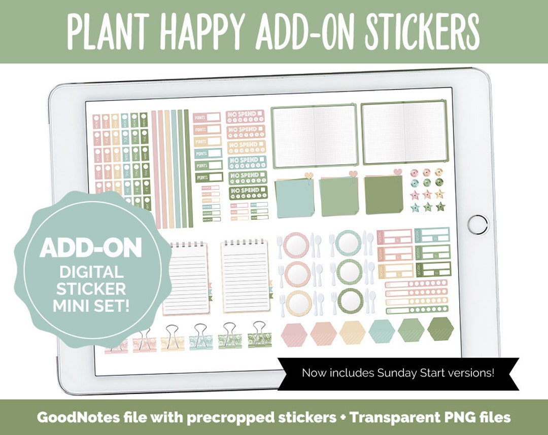 Plant Happy Add-on Digital Stickers | Goodnotes & iPad | Trackers ...