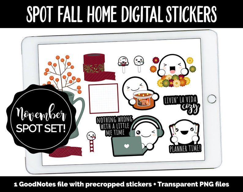 Spot Fall Home Digital Stickers GoodNotes, iPad and Android Home, Furniture, Fall, Thanksgiving image 1