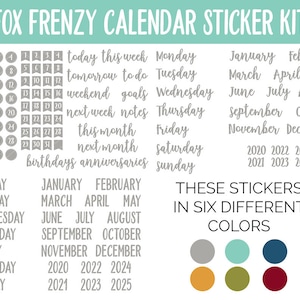 Fox Frenzy Calendar Essentials Digital Planner Stickers GoodNotes, iPad and Android Dates, Days of the Week, Months image 3