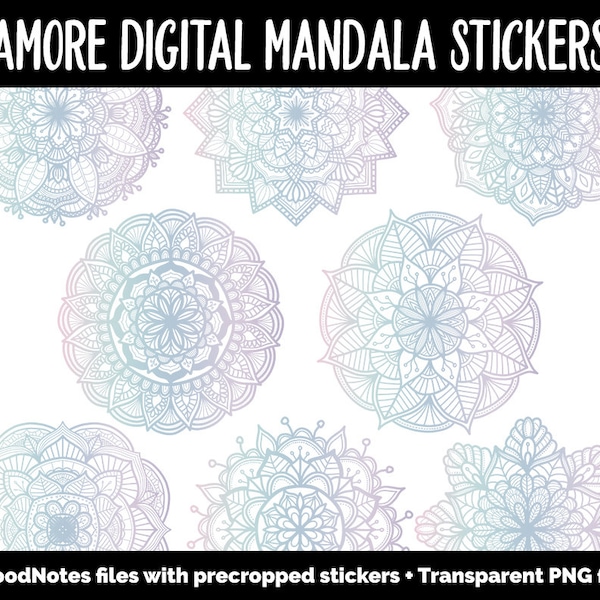 Amore Mandala Digitale Planer Aufkleber | iPad & Android | Farbverlauf, Ombre, Färbung