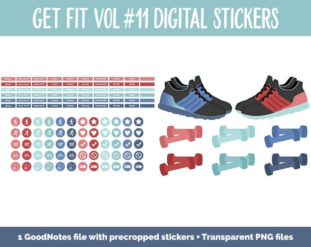 Get Fit Sticker Get Fit Vol 11 Digital Stickers Goodnotes & Ipad Fitness - Etsy