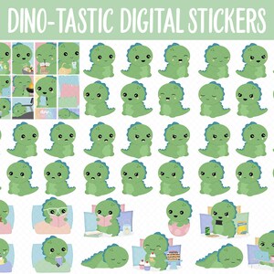 Dino-tastic Digital Sticker Mega Bundle | GoodNotes & iPad | June, Dinosaurs, Kawaii, Activities, Goals, Tasks image 2