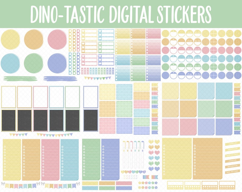 Dino-tastic Digital Sticker Mega Bundle | GoodNotes & iPad | June, Dinosaurs, Kawaii, Activities, Goals, Tasks image 7