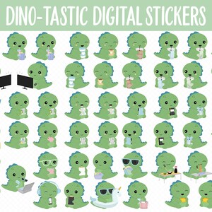 Dino-tastic Digital Sticker Mega Bundle | GoodNotes & iPad | June, Dinosaurs, Kawaii, Activities, Goals, Tasks image 3