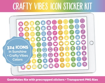 Crafty Vibes Icon Digital Stickers | GoodNotes & iPad | Rainbow, Icons, Life, Weather, Everyday