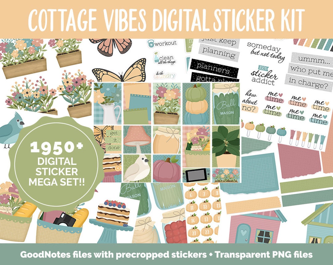 Cottage Vibes Digital Sticker Mega Bundle | iPad & Android ...