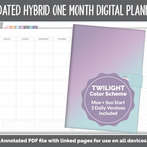 Undated Hybrid One Month Digital Planner | Twilight Theme | GoodNotes, iPad & Android