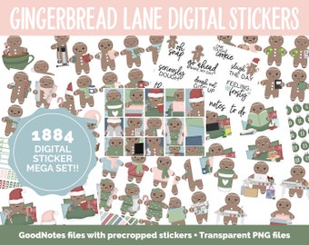 Gingerbread Lane Digital Sticker Mega Bundle | GoodNotes & iPad | December, Winter, Christmas, Chores, Work, Kawaii, Adulting, Tasks