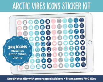 Arctic Vibes Icon Digital Planner Stickers | GoodNotes, iPad and Android | Icons, Life, Weather, Everyday