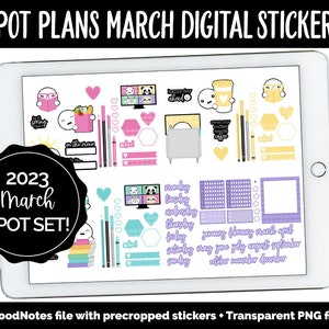Spot Pläne März Digitale Aufkleber | iPad & Android | Regenbogen-Thema