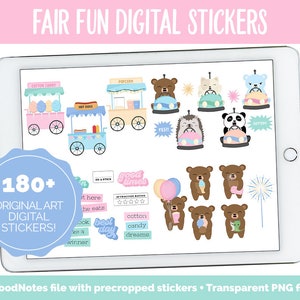 Fair Fun Digital Planner Stickers | GoodNotes, iPad and Android | Carnival, Amusement Park, Circus, Food, Rides, Summer, Pastel