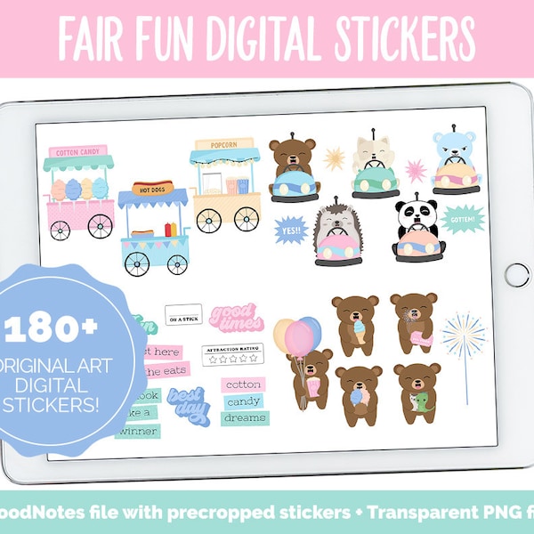 Naklejki do cyfrowego planera Fair Fun | iPad i Android | Motyw Candy
