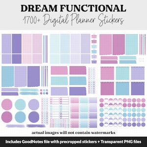 Dream Functional Digital Sticker Set GoodNotes, iPad & Android Papers, Sticky Notes, Chores, Work, Adulting, Tasks, Dates image 4