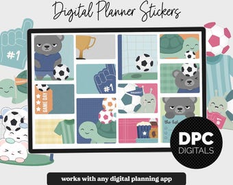 Pegatinas digitales divertidas para planificador de fútbol / iPad y Android / Tema Oasis / Fútbol