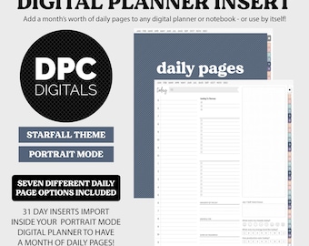 Linked Daily Portrait Digital Planner Insert | Starfall Theme | iPad & Android