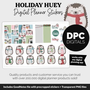 Holiday Huey the Hedgehog Digital Planner Stickers | GoodNotes, iPad and Android | Winter, Christmas, Kawaii, Activities | Gumdrop Theme