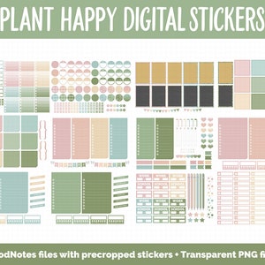 Plant Happy Digital Sticker Mega Bundle GoodNotes & iPad March, Growth, Floral, Spring, Goals, Tasks image 7