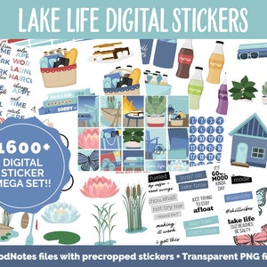 Lake Life Digital Sticker Mega Bundle | GoodNotes & iPad | July, Outdoors, Summer, Kawaii, Activities, Goals, Tasks