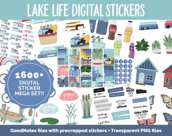 Lake Life Digital Sticker Mega Bundle | GoodNotes & iPad | July, Outdoors, Summer, Kawaii, Activities, Goals, Tasks