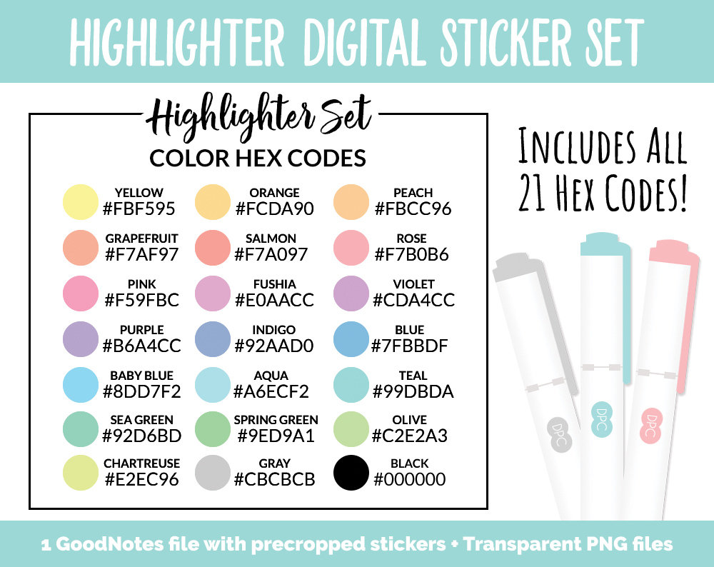 Highlighters & Transparent Washi Digital Stickers Goodnotes Etsy