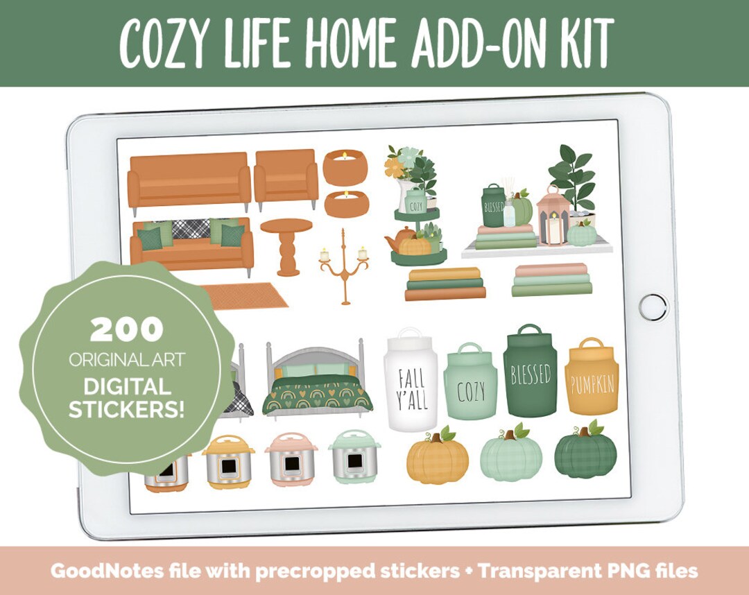 Cozy Life Home Digital Stickers | Goodnotes & iPad | Furniture, Decor ...