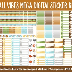 Fall Vibes Digital Planner Sticker Mega Kit GoodNotes, iPad and Android Autumn, September image 6