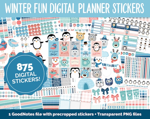 Winter Digital Stickers, Winter Stickers, Seasonal Stickers, Goodnotes  Stickers, Onenote Stickers, Digital Planner Stickers, iPad Stickers 