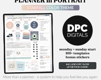 DPC Glow Up Monthly Portrait Mode Digital Planner | Starfall Theme | iPad & Android