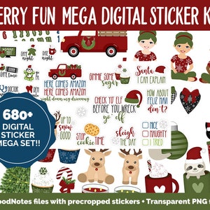 Merry Fun Digital Sticker Mega Bundle | GoodNotes & iPad | Christmas, Holiday, December, Calendar Dates, Trackers and More!