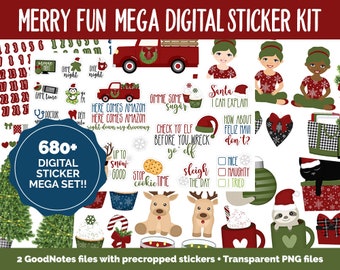 Merry Fun Digital Sticker Mega Bundle | GoodNotes & iPad | Christmas, Holiday, December, Calendar Dates, Trackers and More!