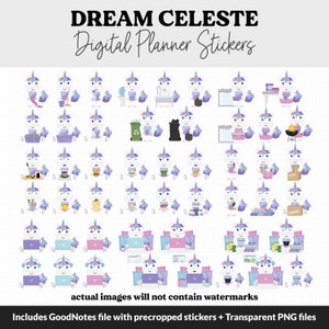 Stickers agenda numérique Dream Celeste la licorne GoodNotes, iPad et Android Mai, Printemps, Kawaii, Activités image 4