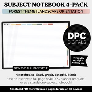 8-Subject Landscape Digital Notebooks 4- Pack | Forest Theme | GoodNotes, iPad & Android