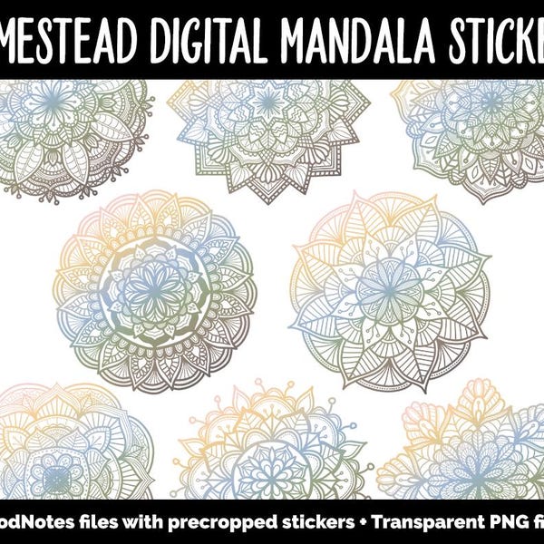 Homestead Mandala Digital Planner Stickers | iPad & Android | Gradient, Ombre, Coloring | Homestead Theme