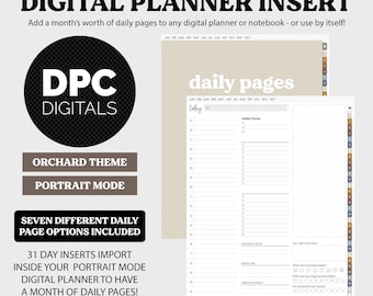 Linked Daily Portrait Digital Planner Insert | Orchard Theme | iPad & Android