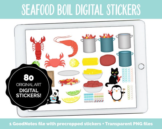 Seafood Boil Digital Planner Stickers
