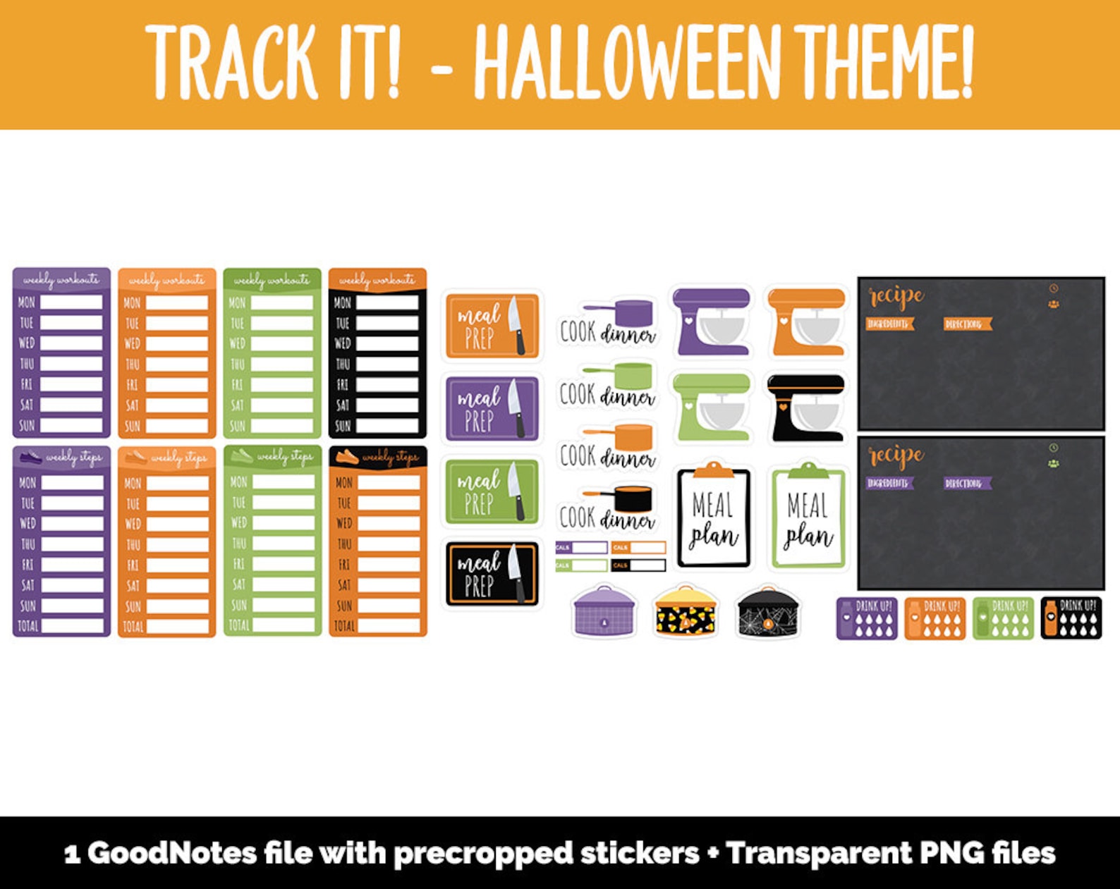 Halloween Tracker Digital Stickers Goodnotes Ipad and - Etsy