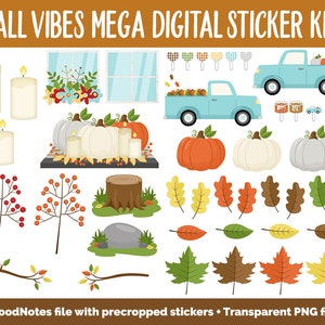 Fall Vibes Digital Planner Sticker Mega Kit GoodNotes, iPad and Android Autumn, September image 3