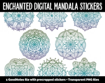 Enchanted Mandala Digital Planner Stickers | iPad & Android | Gradient, Ombre, Coloring