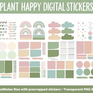 Plant Happy Digital Sticker Mega Bundle GoodNotes & iPad March, Growth, Floral, Spring, Goals, Tasks image 6